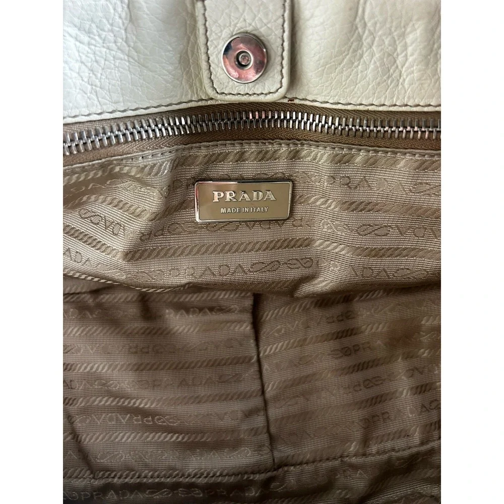 Prada  Leather Vitello Daino Push Lock Shoulder Bag Authentic - Picture 9 of 16